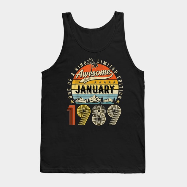 Awesome Since January 1989 Vintage 34th Birthday Tank Top by louismcfarland